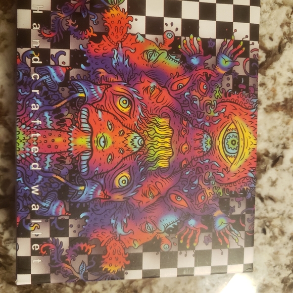 Vegan leather! Psychedelic Mushroom Wallet With Eyes NIB! 👀👀👀🥶🥶🥶 - Picture 3 of 5